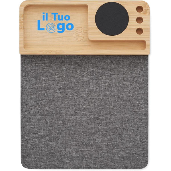Caricabatterie wireless e supporto da scrivania Natural - personalizzabile con logo