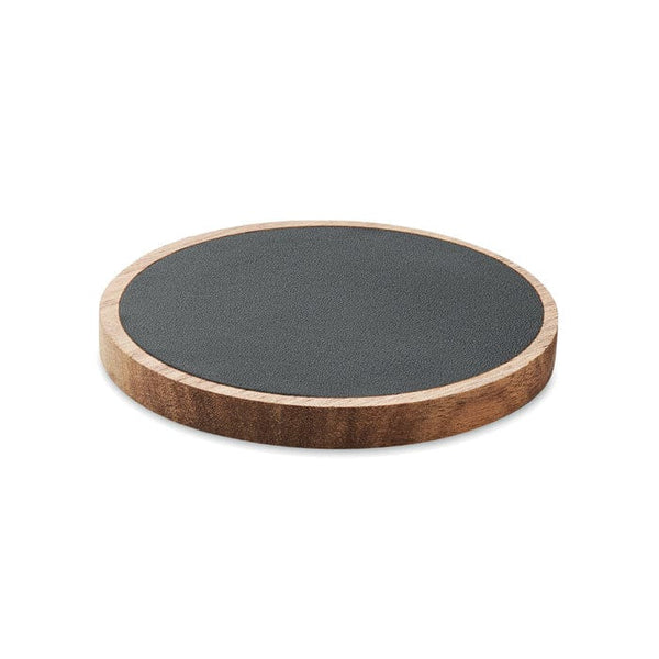 Caricabatterie wireless in acacia Nero - personalizzabile con logo