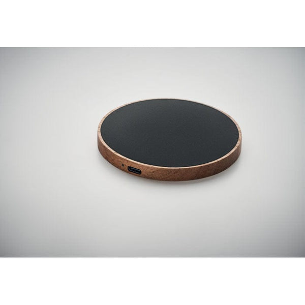 Caricabatterie wireless in acacia Nero - personalizzabile con logo