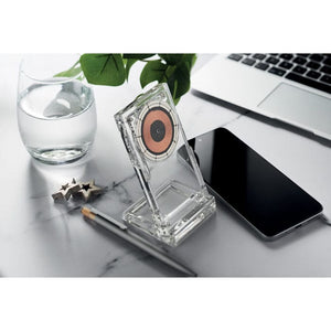 Caricabatterie wireless in acrilic Trasparente - personalizzabile con logo