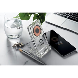 Caricabatterie wireless in acrilic Trasparente - personalizzabile con logo
