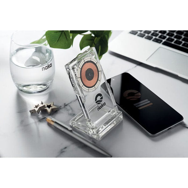 Caricabatterie wireless in acrilic Trasparente - personalizzabile con logo