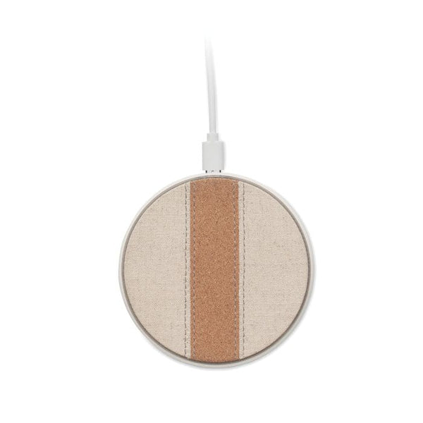 Caricabatterie wireless in cotone 15W Bianco - personalizzabile con logo