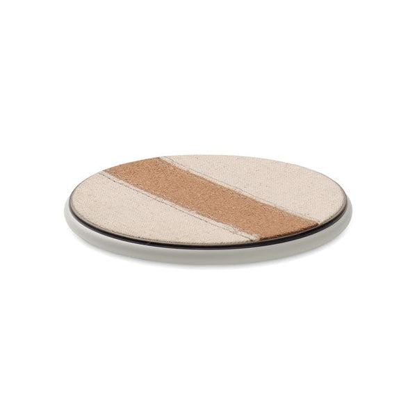 Caricabatterie wireless in cotone 15W Bianco - personalizzabile con logo
