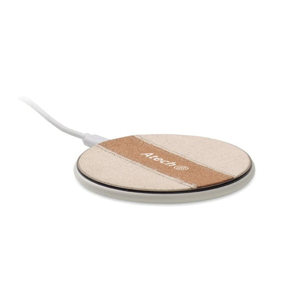Caricabatterie wireless in cotone 15W Bianco - personalizzabile con logo