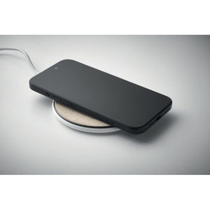Caricabatterie wireless in cotone 15W Bianco - personalizzabile con logo