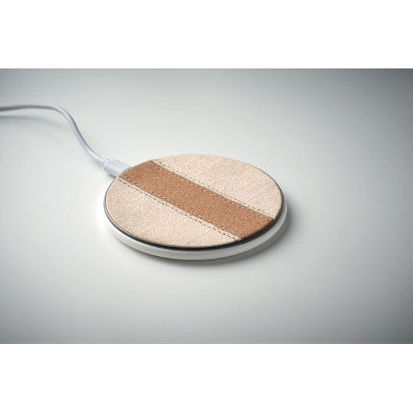 Caricabatterie wireless in cotone 15W Bianco - personalizzabile con logo