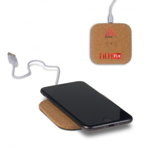 Caricabatterie wireless quadrato in sughero 5W alluminio - personalizzabile con logo