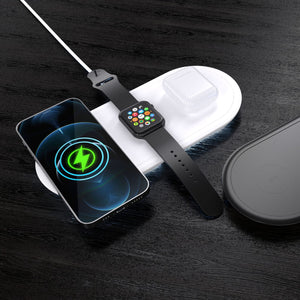 Caricabatterie wireless veloce 3 in 1 da 15 W, telefoni / Apple Watch / AirPod Bianco - personalizzabile con logo