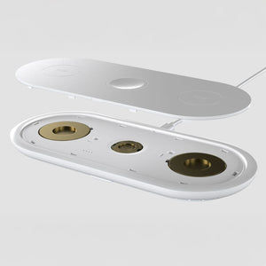 Caricabatterie wireless veloce 3 in 1 da 15 W, telefoni / Apple Watch / AirPod Bianco - personalizzabile con logo