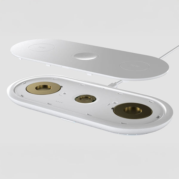 Caricabatterie wireless veloce 3 in 1 da 15 W, telefoni / Apple Watch / AirPod Bianco - personalizzabile con logo