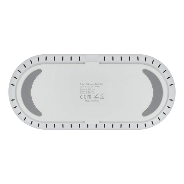 Caricabatterie wireless veloce 3 in 1 da 15 W, telefoni / Apple Watch / AirPod Bianco - personalizzabile con logo