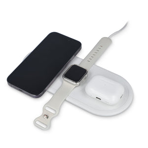 Caricabatterie wireless veloce 3 in 1 da 15 W, telefoni / Apple Watch / AirPod Bianco - personalizzabile con logo