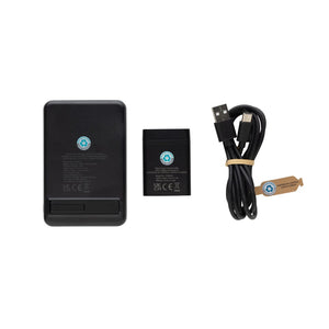 Caricatore 3in1 con powerbank Powerbase in rPlastica RCS nero - personalizzabile con logo
