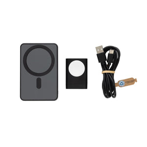 Caricatore 3in1 con powerbank Powerbase in rPlastica RCS nero - personalizzabile con logo