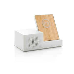 Caricatore 5W e speaker wireless Ontario bianco - personalizzabile con logo