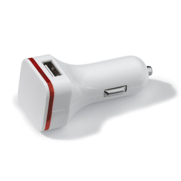 Caricatore auto USB 2.1A Bianco / Rosso - personalizzabile con logo