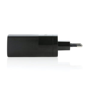 Caricatore da parete USB a 3 porte Philips 65W ultra rapido nero - personalizzabile con logo