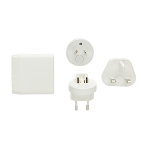 Caricatore da viaggio type C TravelCharge Pro in rABS RCS bianco - personalizzabile con logo