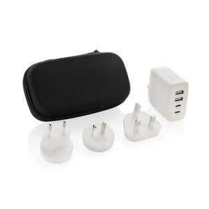 Caricatore da viaggio type C TravelCharge Pro in rABS RCS bianco - personalizzabile con logo