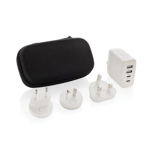 Caricatore da viaggio type C TravelCharge Pro in rABS RCS bianco - personalizzabile con logo