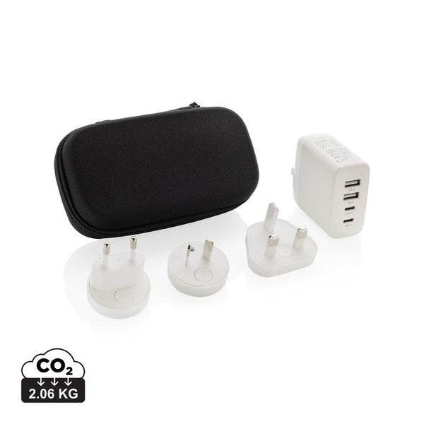 Caricatore da viaggio type C TravelCharge Pro in rABS RCS bianco - personalizzabile con logo