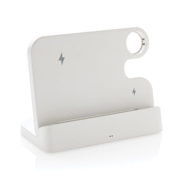 Caricatore doppio 15W Joltz in rPlastica RCS bianco - personalizzabile con logo