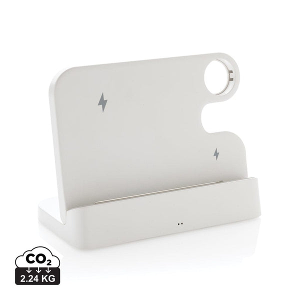 Caricatore doppio 15W Joltz in rPlastica RCS bianco - personalizzabile con logo