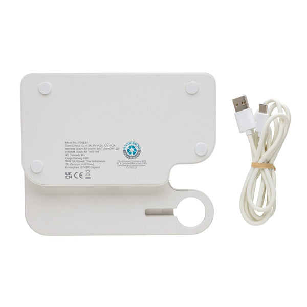 Caricatore doppio 15W Joltz in rPlastica RCS bianco - personalizzabile con logo