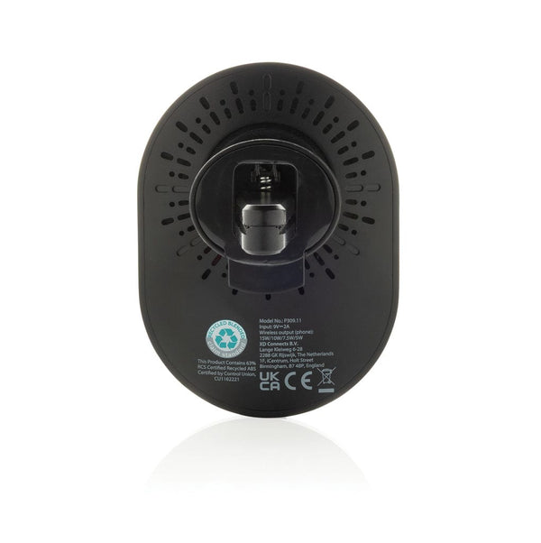 Caricatore magnetico 15W da auto PowerCruze in rPlastica RCS nero - personalizzabile con logo