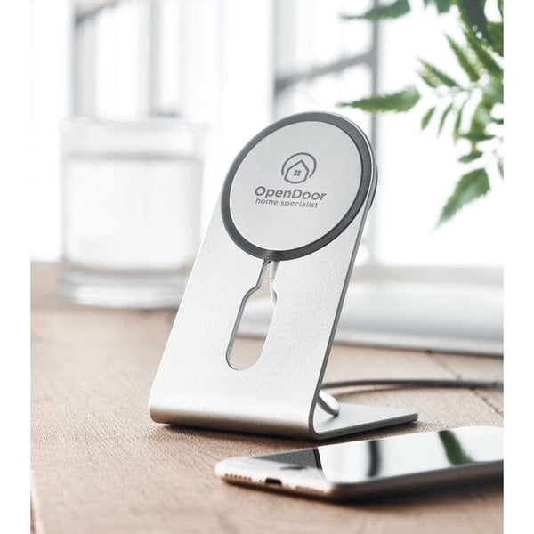 Caricatore magnetico portatile color argento - personalizzabile con logo
