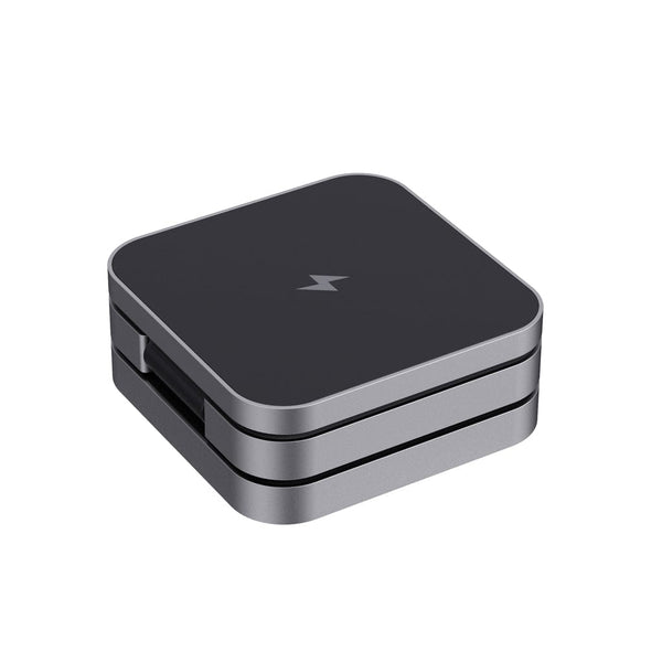 Caricatore pieghevole 15W 3in1 Terra in alluminio riciclato grigio - personalizzabile con logo