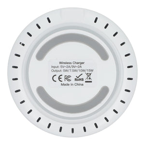 Caricatore rapido wireless da 15 W con indicatore LED Bianco - personalizzabile con logo