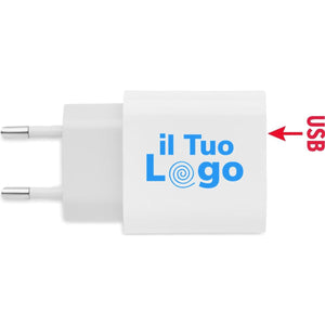 Caricatore USB a 2 porte bianco - personalizzabile con logo