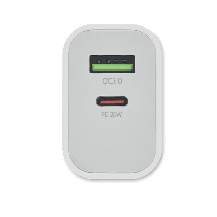 Caricatore USB a 2 porte bianco - personalizzabile con logo