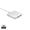 Caricatore wireless 10W con porte USB in plastica RCS bianco - personalizzabile con logo