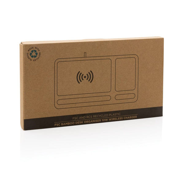 Caricatore wireless 10W in bambù marrone - personalizzabile con logo