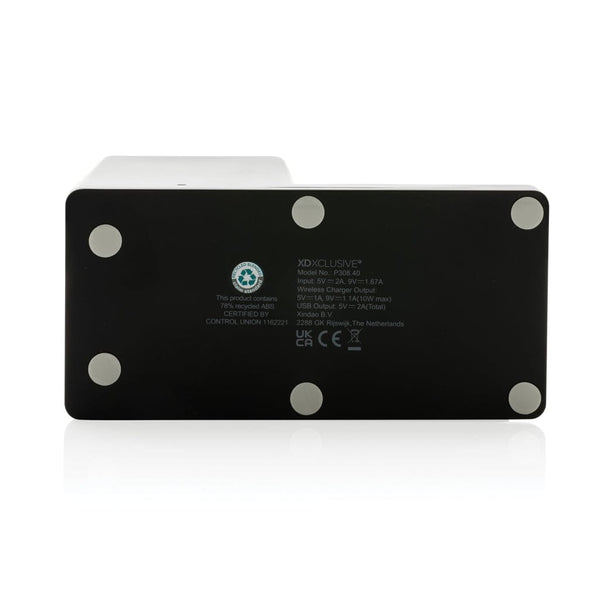 Caricatore wireless 10W Ontario in plastica riciclata RCS - personalizzabile con logo