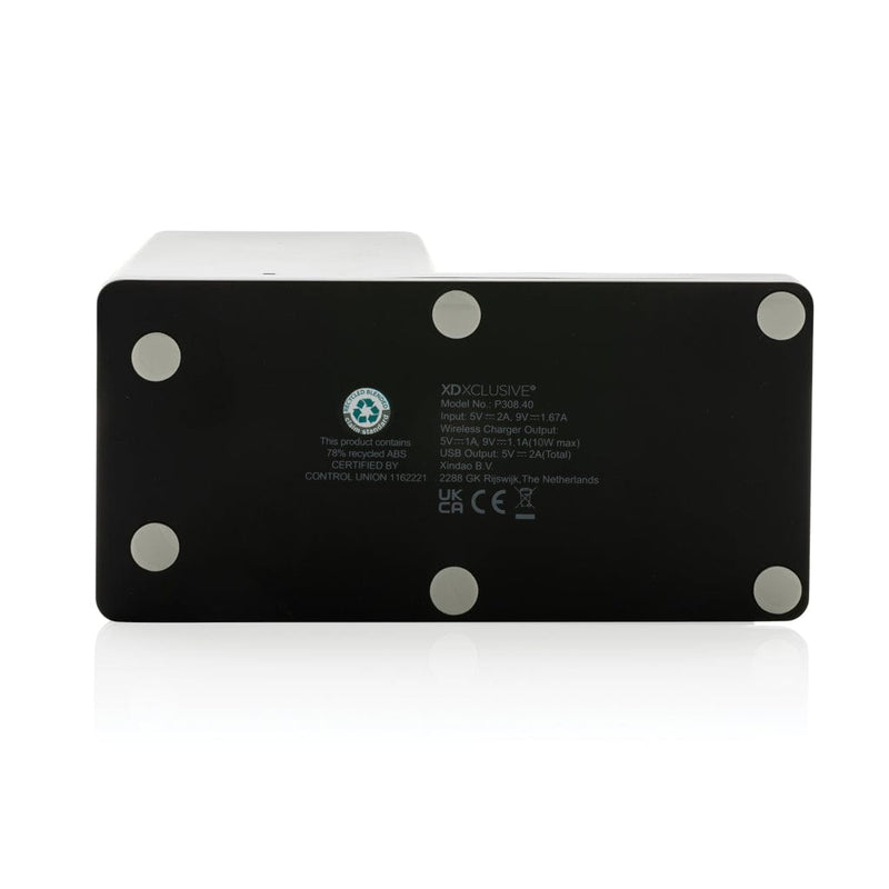 Caricatore wireless 10W Ontario in plastica riciclata RCS - personalizzabile con logo