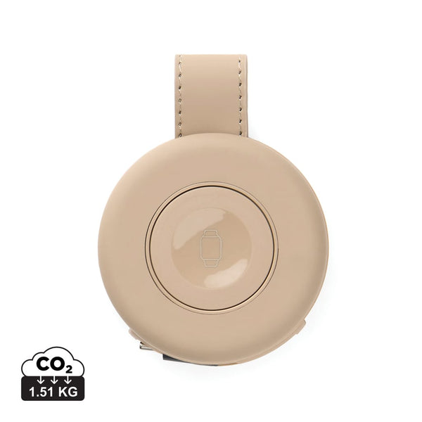Caricatore wireless 2in1 da viaggio 15W VINGA Baltimore beige - personalizzabile con logo