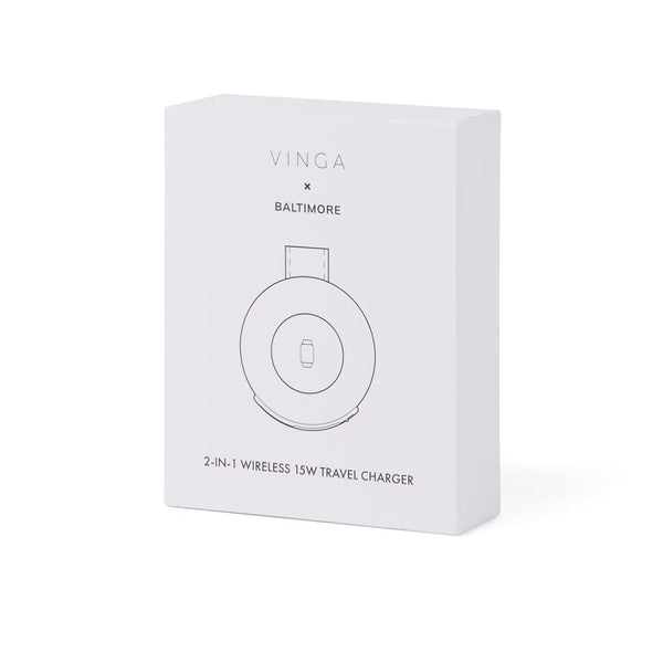 Caricatore wireless 2in1 da viaggio 15W VINGA Baltimore - personalizzabile con logo