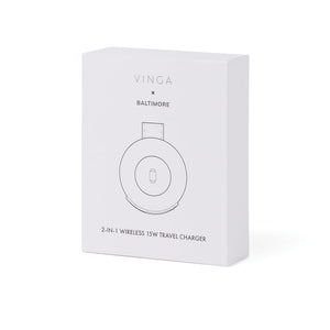 Caricatore wireless 2in1 da viaggio 15W VINGA Baltimore - personalizzabile con logo