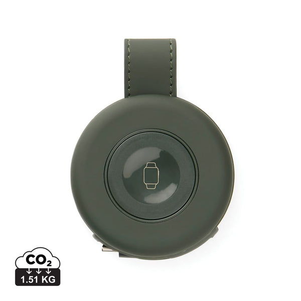 Caricatore wireless 2in1 da viaggio 15W VINGA Baltimore verde - personalizzabile con logo