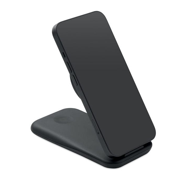 Caricatore wireless 3 in 1 da 15 W Nero - personalizzabile con logo