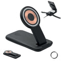 Caricatore wireless 3 in 1 da 15 W Nero - personalizzabile con logo