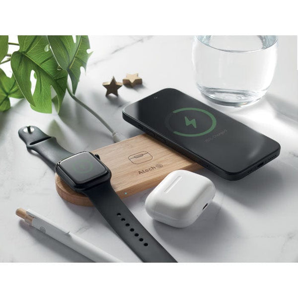 Caricatore wireless 3in1. 15 W natural - personalizzabile con logo
