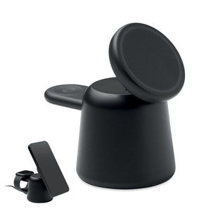 Caricatore wireless 3in1. 15 W Nero - personalizzabile con logo