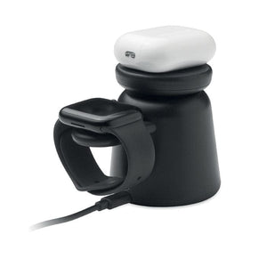 Caricatore wireless 3in1. 15 W Nero - personalizzabile con logo