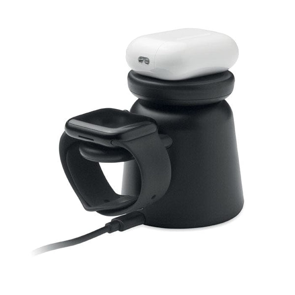 Caricatore wireless 3in1. 15 W Nero - personalizzabile con logo