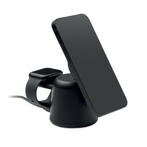 Caricatore wireless 3in1. 15 W Nero - personalizzabile con logo